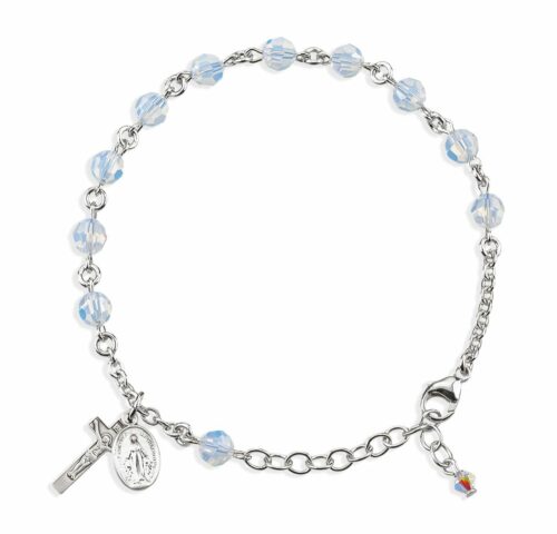 Rosary Bracelet Created with 6mm Opal Swarovski Crystal Round Beads by HMH