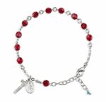 Rosary Bracelet Created with 6mm Ruby Swarovski Crystal Round Beads by HMH