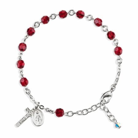 Rosary Bracelet Created with 6mm Ruby Swarovski Crystal Round Beads by HMH