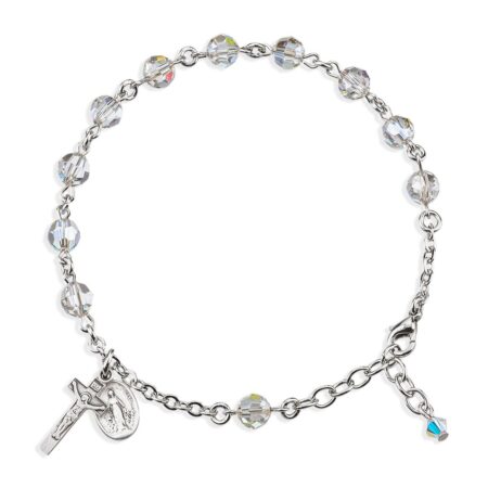 Rosary Bracelet Created with 6mm Smoked Swarovski Crystal Round Beads by HMH