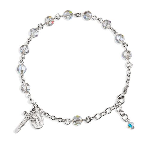 Rosary Bracelet Created with 6mm Smoked Swarovski Crystal Round Beads by HMH