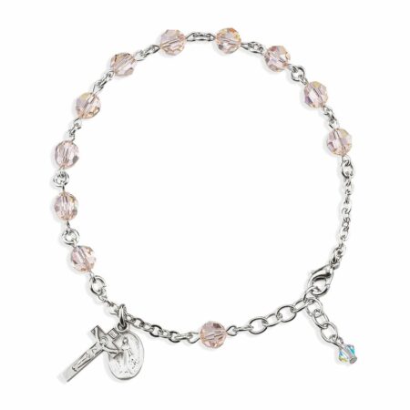Rosary Bracelet Created with 6mm Silk Swarovski Crystal Round Beads by HMH