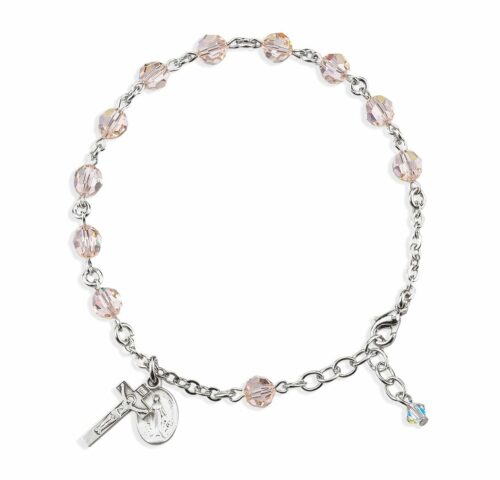 Rosary Bracelet Created with 6mm Silk Swarovski Crystal Round Beads by HMH