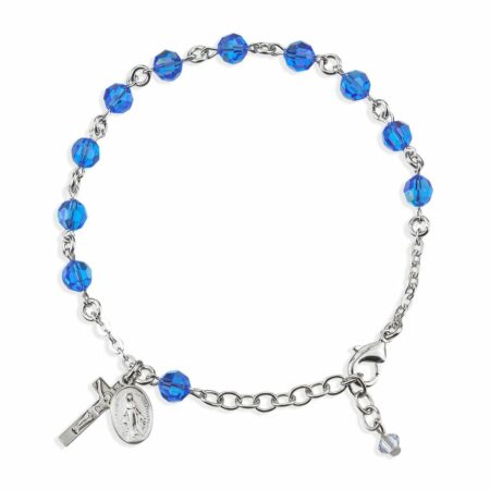 Rosary Bracelet Created with 6mm Sapphire Swarovski Crystal Round Beads by HMH