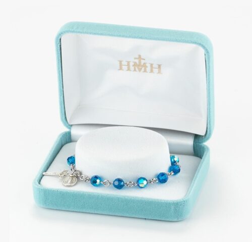 Rosary Bracelet Created with 6mm Sapphire Swarovski Crystal Round Beads by HMH - Image 2