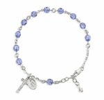 Rosary Bracelet Created with 6mm Tanzanite Swarovski Crystal Round Beads by HMH