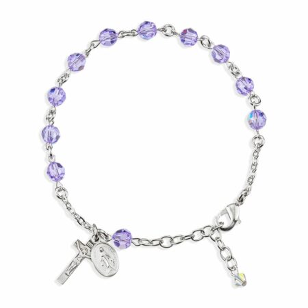 Rosary Bracelet Created with 6mm Violet Swarovski Crystal Round Beads by HMH
