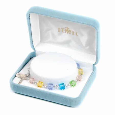 Crystal Cube Multi-Color Bead Rosary Bracelet