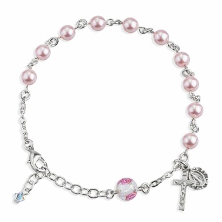 Imitation Pearl Crystal Rosary Bracelet Created with 6mm Tanzanite Swarovski imitation Pearl Beads by HMH