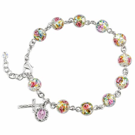 Murano Venetian Glass Round Rosary Bracelet