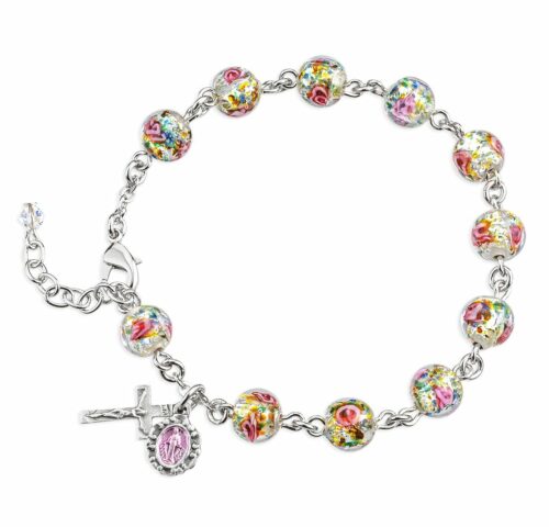 Murano Venetian Glass Round Rosary Bracelet
