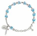 Butterfly Crystal Rosary Bracelet Created with 6mm Swarovski Crystal Aqua Butterfly Beads by HMH