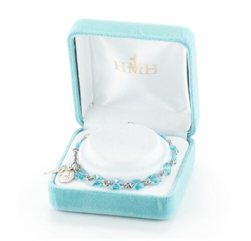Butterfly Crystal Rosary Bracelet Created with 6mm Swarovski Crystal Aqua Butterfly Beads by HMH - Image 2