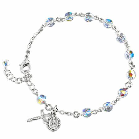 Round Crystal Rosary Bracelet Created with 6mm Swarovski Crystal Aurora Borealis Beads by HMH