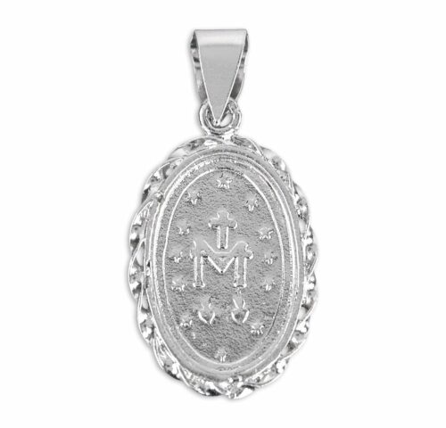 Light Blue Sterling Silver Cameo Miraculous Medal - Image 3