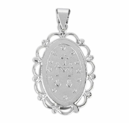 Dark Blue Sterling Silver Cameo Miraculous Medal - Image 3