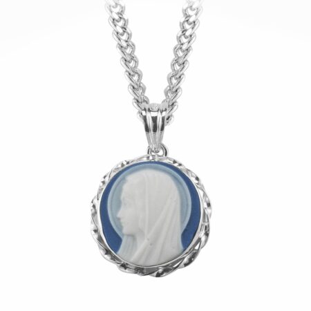 Blue Madonna Profile Cameo Medal