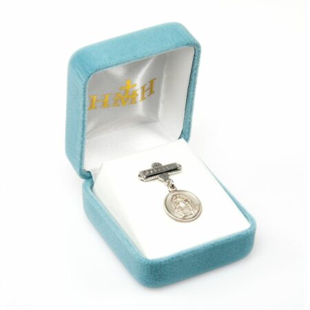Guardian Angel Round Sterling Silver Medal on a Godchild Bar Pin