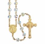 Gold Over Sterling Silver Rosary Created with Swarovski Crystal 7mm Aurora Borealis Faceted Beads by HMH