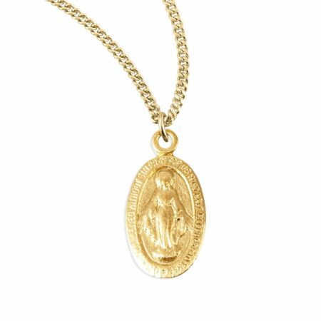 Gold Over Sterling Silver Oval Miraculous Medal