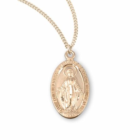Gold Over Sterling Silver Oval Miraculous Medal