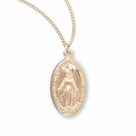 Gold Over Sterling Silver Oval Miraculous Medal