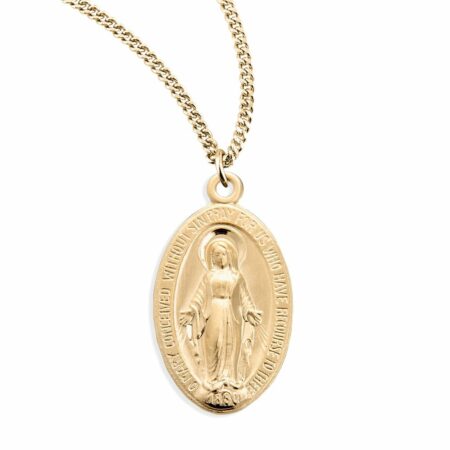Gold Over Sterling Silver Oval Miraculous Medal