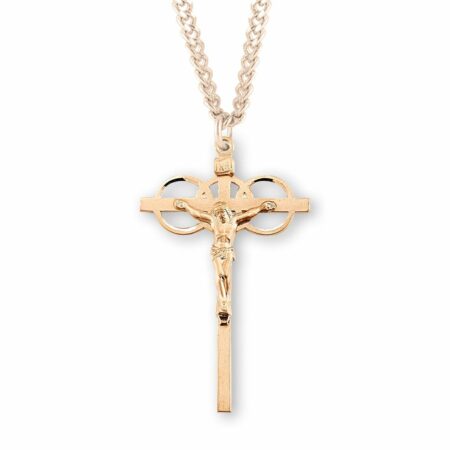 Three Ring Gold Over Sterling Silver Wedding Crucifix