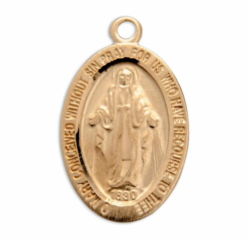 Gold Over Sterling Silver Oval Miraculous Medal - Image 2