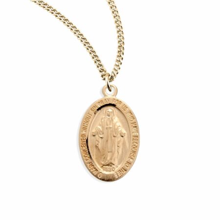 Gold Over Sterling Silver Oval Miraculous Medal