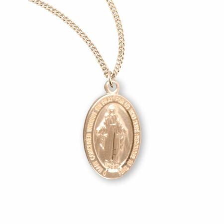 Gold Over Sterling Silver Oval Miraculous Medal