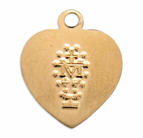 Gold Over Sterling Silver Heart Shape Miraculous Medal - Image 3
