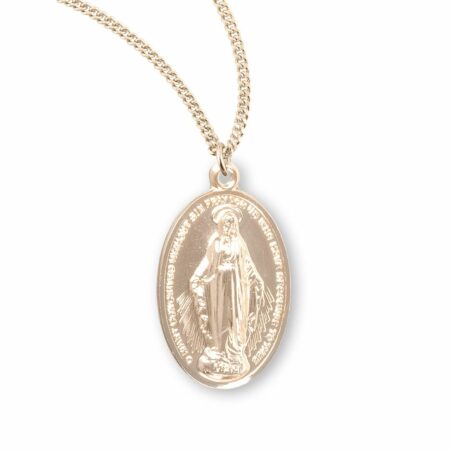 Gold Over Sterling Silver Oval Miraculous Medal
