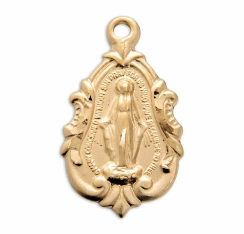 Gold Over Sterling Silver Fancy Baroque Miraculous Medal - Image 2