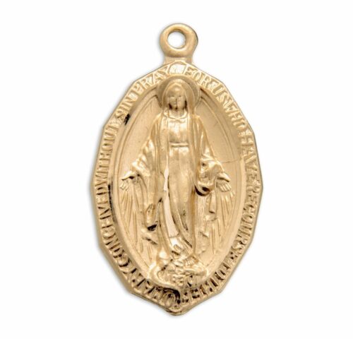 Gold Over Sterling Silver Oval Miraculous Medal - Image 2
