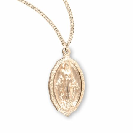 Gold Over Sterling Silver Oval Miraculous Medal