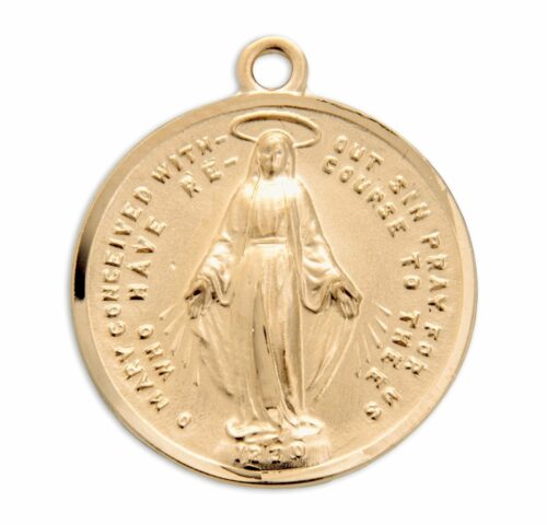 Gold Over Sterling Silver Round Miraculous Medal - Image 2