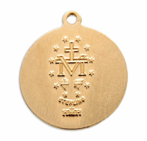 Gold Over Sterling Silver Round Miraculous Medal - Image 3