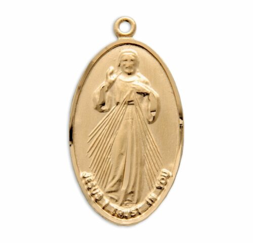 Gold Over Sterling Silver Divine Mercy Medal - Image 2