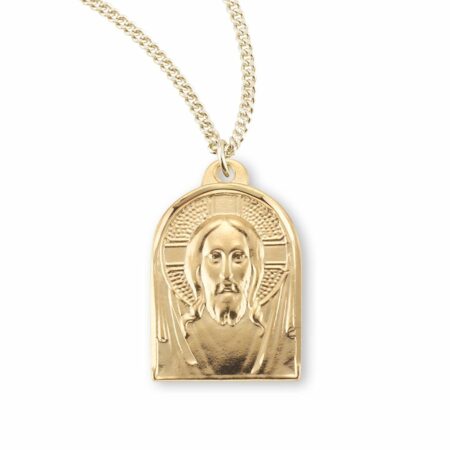 Gold Over Sterling Silver Medal of Christ