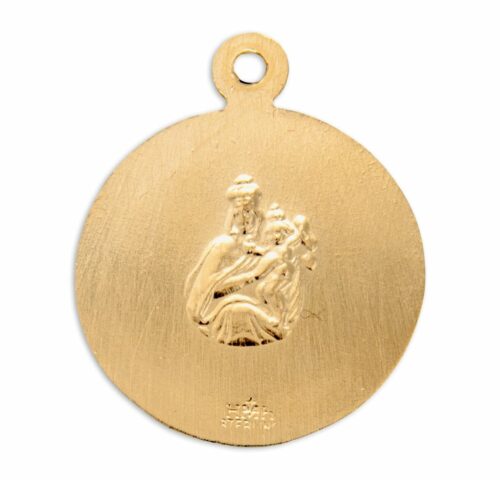 Sacred Heart of Jesus Double Sided Round Gold Over Sterling Silver Scapular Medal - Image 3