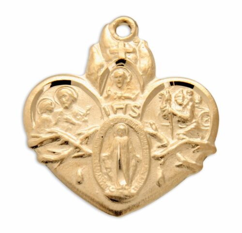Gold Over Sterling Silver Heart Shape 4-Way Medal - Image 2