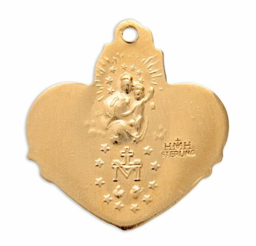 Gold Over Sterling Silver Heart Shape 4-Way Medal - Image 3