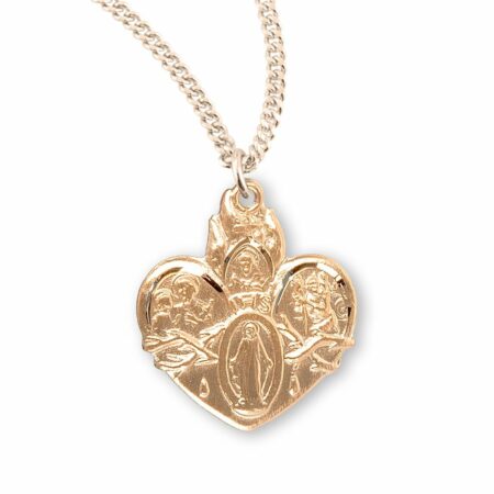 Gold Over Sterling Silver Heart Shape 4-Way Medal