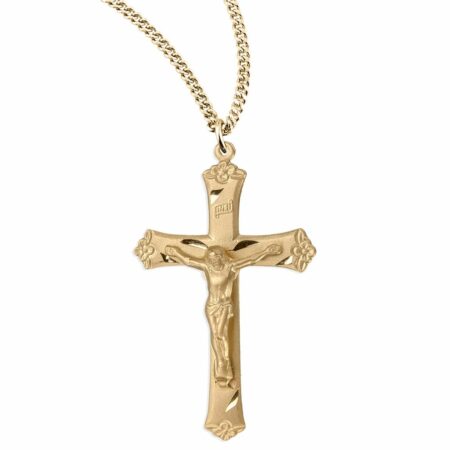 Gold Over Sterling Silver Flower Tipped Crucifix