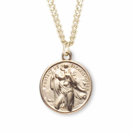 Saint Christopher Double Sided Gold Over Sterling Silver Medal