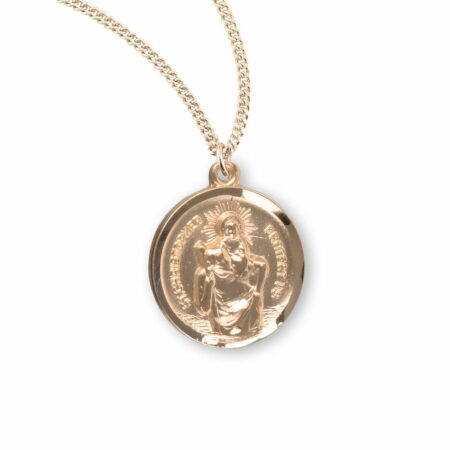 Saint Christopher Round Gold Over Sterling Silver Medal