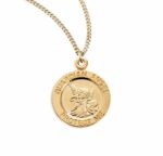 Guardian Angel Round Gold Over Sterling Silver Medal