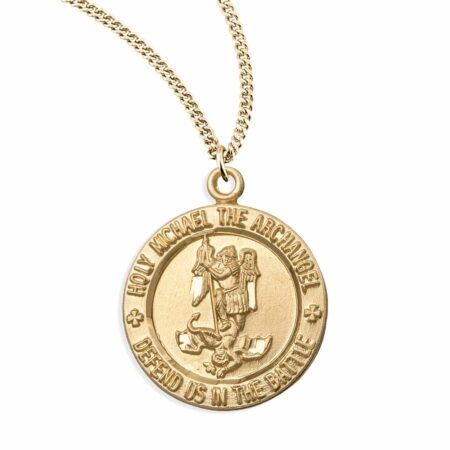 Saint Michael Round Gold over Sterling Silver Medal