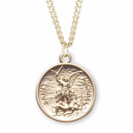 Saint Michael Round Gold Over Sterling Silver Medal